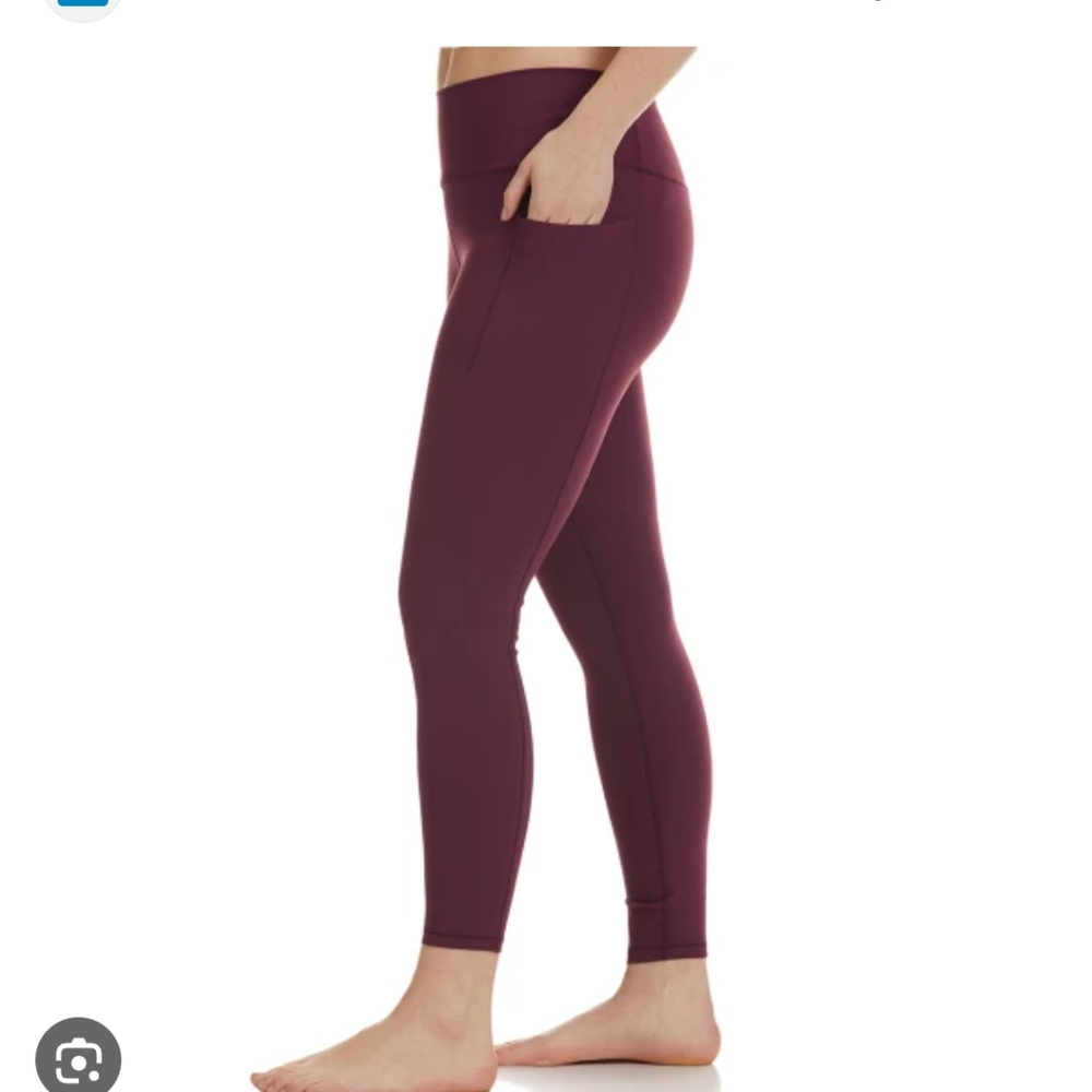 -- Spyder active burgundy high rise mesh outer calf side thigh pockets 7/8 …